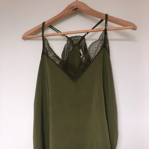 lovestitch Tops - Green lace-trimmed tank
